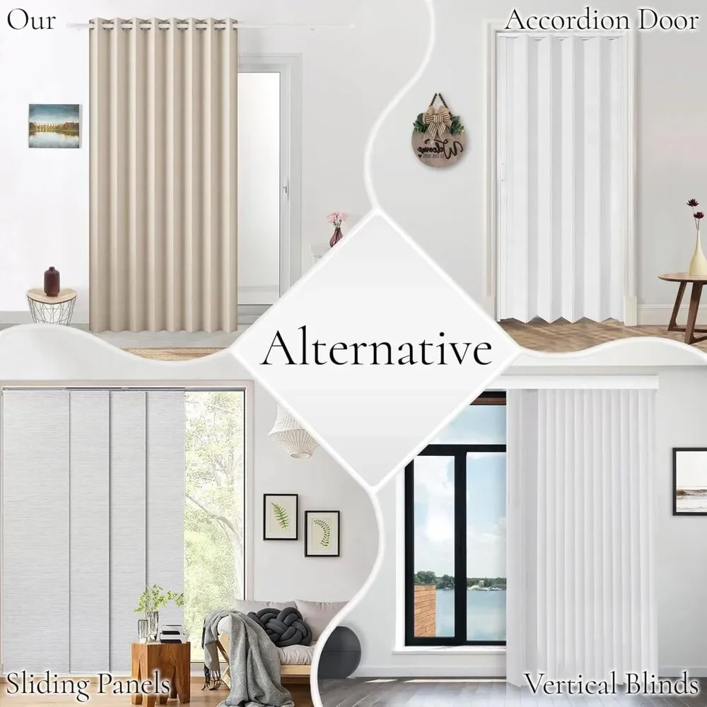 100% Blackout Faux Linen Doorway Curtain